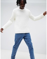 ASOS DESIGN Knitted Chenille Jumper In White