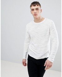 Solid Knitted Jumper In Texture With Raw Edge