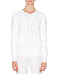 Callens Long Sleeve Cable Knit Sweater White