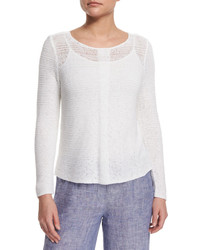 Nic+Zoe Long Sleeve Sheer Illusion Sweater Top Petite