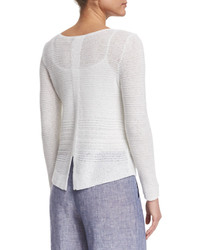 Nic+Zoe Long Sleeve Sheer Illusion Sweater Top Petite