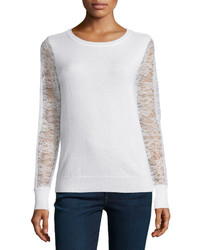 Mag By Magaschoni Cashmere Lace Sleeve Sweater