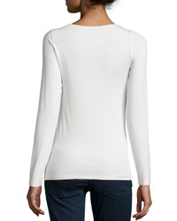 Neiman Marcus Majestic Paris For Soft Touch Marrow Edge Long Sleeve Top