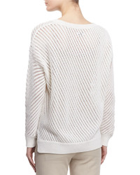 Vince Mesh Stitched Long Sleeve Pullover Sweater