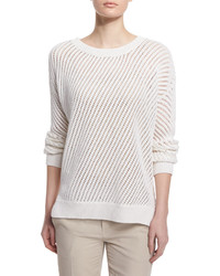 Vince Mesh Stitched Long Sleeve Pullover Sweater