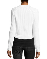 Michl Kors Collection Airspun Shaker Cropped Sweater