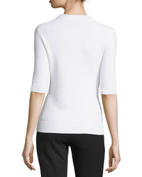 Michael Kors Michl Kors Collection Half Sleeve Shaker Sweater White