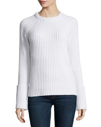 Michael Kors Michl Kors Collection Long Sleeve Ribbed Sweater White