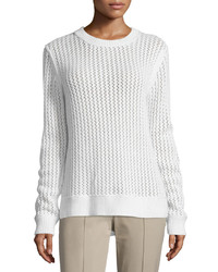 Michael Kors Michl Kors Collection Long Sleeve Zigzag Ribbed Sweater White