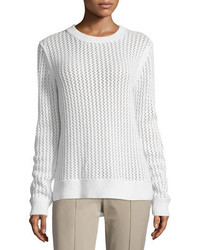 Michael Kors Michl Kors Collection Long Sleeve Zigzag Ribbed Sweater White