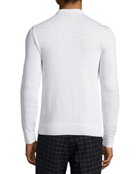 Michael Kors Michl Kors Perforated Long Sleeve Sweater White