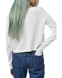 Topshop Mixed Pointelle Crop Sweater