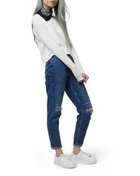Topshop Mixed Pointelle Crop Sweater