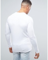 Asos Muscle Long Sleeve T Shirt With Crew Neck In White