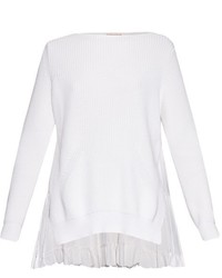 No.21 No 21 Contrast Ruffle Trimmed Knit Sweater