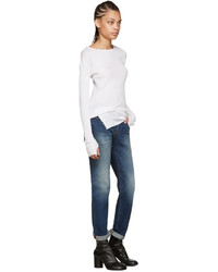 Helmut Lang Off White Ribbed Sweater