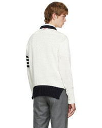 Thom Browne Off White Rwb 4 Bar Stripe Sweater