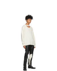 System Off White Wool Cut Out Sweater