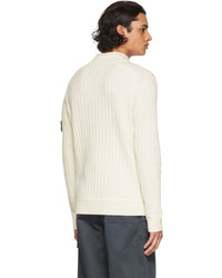 Stone Island Off White Wool Ribbed Sweater