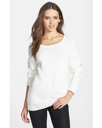 Olive & Oak Aztec Pattern Cotton Blend Sweater White Linen Large
