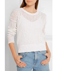 James Perse Open Knit Cotton And Linen Blend Sweater White