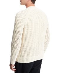 Vince Open Weave Crewneck Sweater Off White