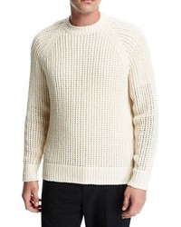 Vince Open Weave Crewneck Sweater Off White