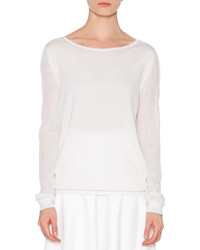 Callens Open Weave Long Sleeve Sweater Off White