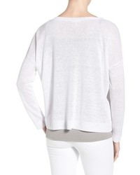 Eileen Fisher Organic Linen Bateau Neck Boxy Sweater