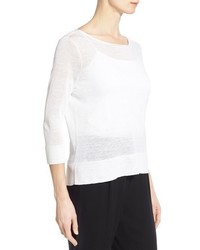 Eileen Fisher Organic Linen Nylon Sheer Boxy Sweater