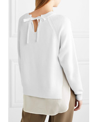 Agnona Paneled Ribbed Wool And Silk De Chine Sweater