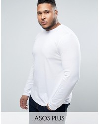 Asos Plus Long Sleeve T Shirt With Crew Neck In White