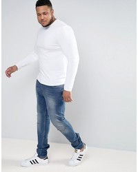 Asos Plus Muscle Long Sleeve T Shirt With Crew Neck In White