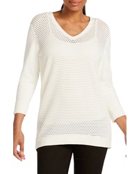 Foxcroft Presley Perforated Stitch Sweater