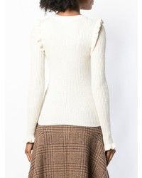 See by Chloe See By Chlo Ruffle Detail Contrast Knitted Sweater