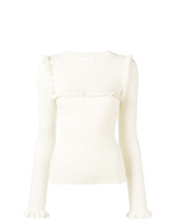 See by Chloe See By Chlo Ruffle Detail Contrast Knitted Sweater