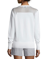 DKNY Sheer Trim Pullover Sweatshirt White