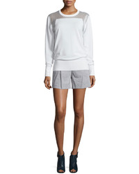 DKNY Sheer Trim Pullover Sweatshirt White