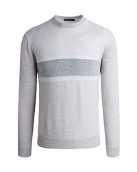 Bugatchi Stripe Merino Wool Blend Crewneck Sweater