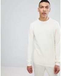 Lindbergh Structured Crew Neck Jumper In Off White