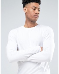 Asos Tall Muscle Long Sleeve T Shirt With Crew Neck In White