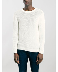 Topman Off White All Over Textured Crew Neck Sweater