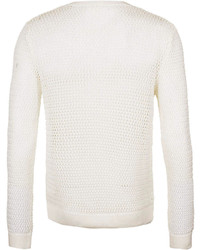 Topman White Open Mesh Sweater