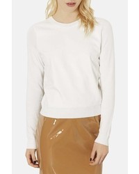 Topshop Faux Snakeskin Panel Knit Sweater White 6