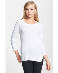 Trouve Zip Detail Ribbed Sweater White Small