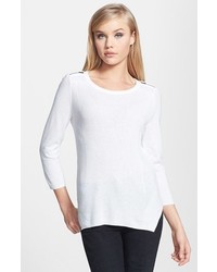 Trouve Zip Detail Ribbed Sweater White X Small