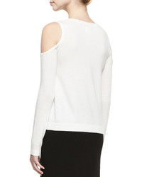 Alice + Olivia Wade Cold Shoulder Pullover Sweater White