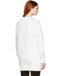 Balmain White Angora Logo Sweater