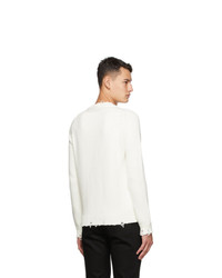 Saint Laurent White Distressed Sweater