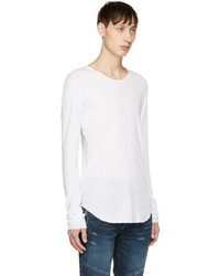 Balmain White Long Sleeve Ribbed T Shirt